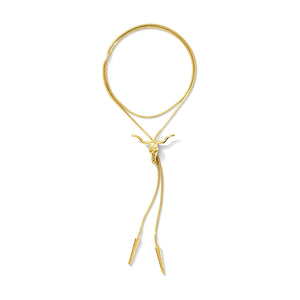 Longhorn Bolo Tie Necklace | 14k Gold Plated Western Longhorn Necklace
