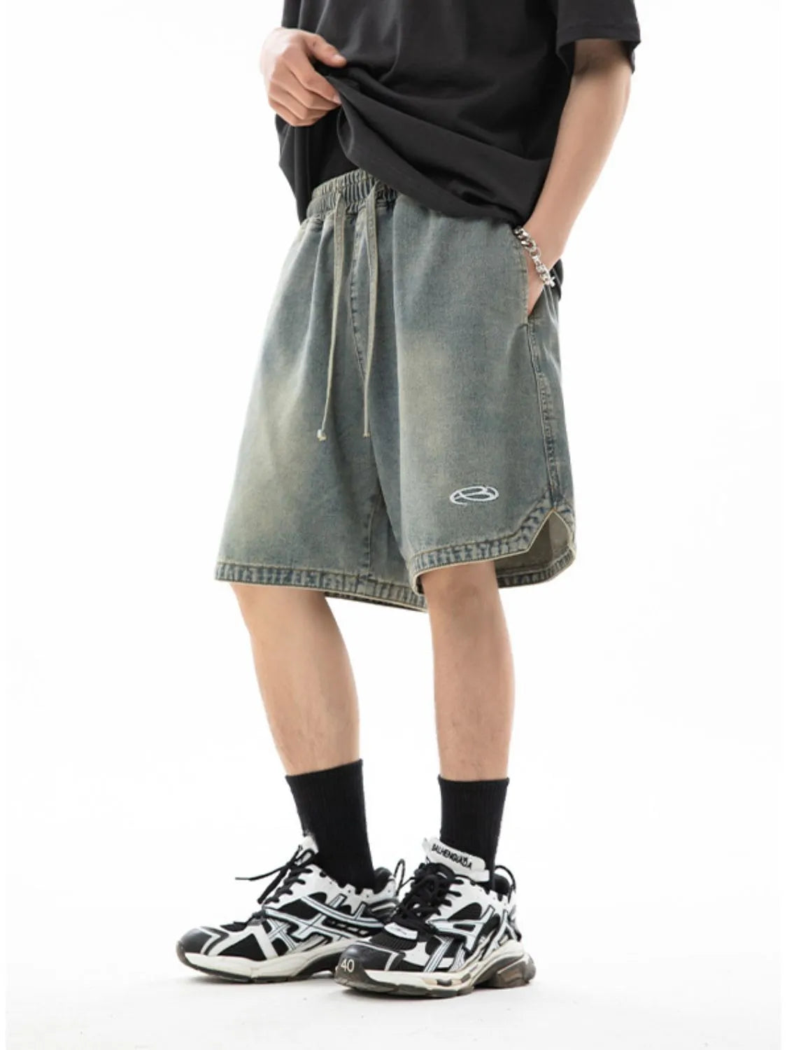 Men's Plus Size Drawstring Denim Shorts - Farnelli