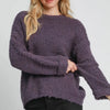 Umgee Full Size Round Neck Long Sleeve Boucle Sweater Plus Size - Mauve