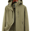 Men's Plus Size Outdoor Hooded Windproof Jacket - Khaki