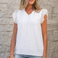 Amani Embroidered Ruffle Trim Textured Blouse - Farnelli