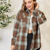 Mandy Plaid Dropped Shoulder Shirt - Olive Brown