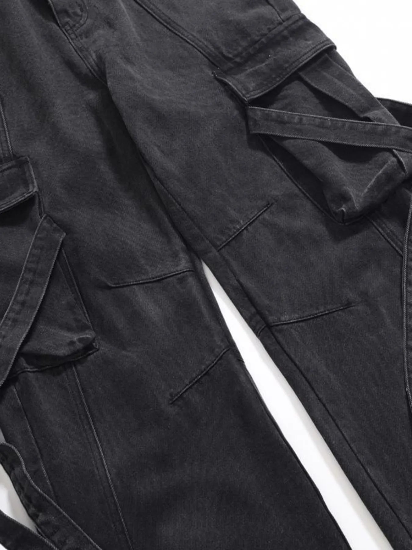 Men's Cargo Wide Leg Jeans with Multiple Pockets - Farnelli