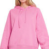 Zenana Drawstring Relaxed Fit Fleece Hoodie - CANDY PINK