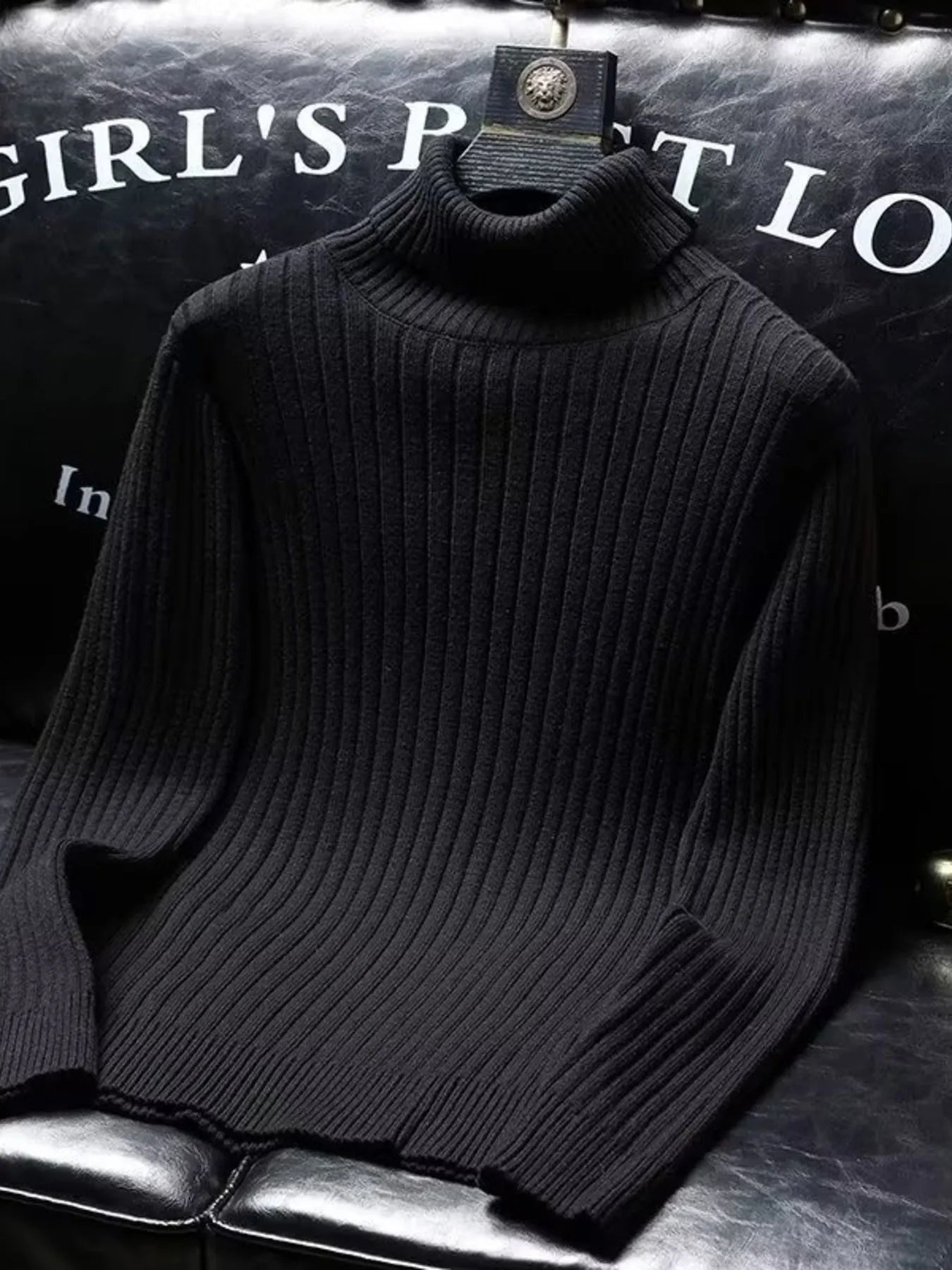 Men's Ribbed Turtleneck Long Sleeve Sweater - Farnelli