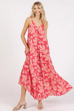 Mittoshop Printed V-Neck Maxi Cami Dress with Pockets - Farnelli