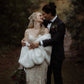 Ivory with Black Fur Shawl (Butterfly Wht03)