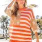 BiBi American Flag Round Neck Knit Top - Farnelli