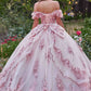 Ladivine 15701 Floral Off the Shoulder A-line Quince Ball Gown