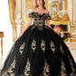 Ladivine 15701 Floral Off the Shoulder A-line Quince Ball Gown