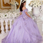 Ladivine 15701 Floral Off the Shoulder A-line Quince Ball Gown