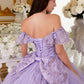 Ladivine 15701 Floral Off the Shoulder A-line Quince Ball Gown