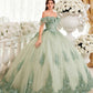 Ladivine 15701 Floral Off the Shoulder A-line Quince Ball Gown