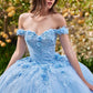 Ladivine 15702 Floral Off the Shoulder Floral Quince Ball Gown