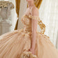 Ladivine 15702 Floral Off the Shoulder Floral Quince Ball Gown