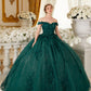 Ladivine 15702 Floral Off the Shoulder Floral Quince Ball Gown