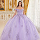 Ladivine 15702 Floral Off the Shoulder Floral Quince Ball Gown