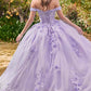 Ladivine 15702 Floral Off the Shoulder Floral Quince Ball Gown
