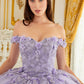 Ladivine 15702 Floral Off the Shoulder Floral Quince Ball Gown