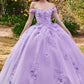 Ladivine 15702 Floral Off the Shoulder Floral Quince Ball Gown