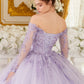 Ladivine 15706 Floor Length Off Shoulder Lace Long Sleeve Ball Gown