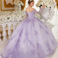 Ladivine 15706 Floor Length Off Shoulder Lace Long Sleeve Ball Gown