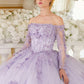 Ladivine 15706 Floor Length Off Shoulder Lace Long Sleeve Ball Gown