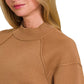 Zenana Viscose Mock Neck Exposed Seam Sweater - Farnelli