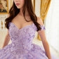 Ladivine 15709 Floor Length Layered Tulle Ball Gown Lace Applique