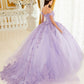 Ladivine 15709 Floor Length Layered Tulle Ball Gown Lace Applique