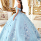 Ladivine 15713 Long Off the Shoulder A-Line Floral Applique Ball Gown