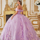 Ladivine 15713 Long Off the Shoulder A-Line Floral Applique Ball Gown