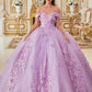 Ladivine 15713 Long Off the Shoulder A-Line Floral Applique Ball Gown