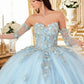 Ladivine 15714 Long Poofy Cinderella A-Line Ballgown Strapless with Gloves