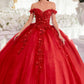 Ladivine 15717 Off the Shoulder 3D Floral Applique Quinceanera Gown