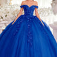 Ladivine 15717 Off the Shoulder 3D Floral Applique Quinceanera Gown