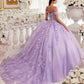 Ladivine 15717 Off the Shoulder 3D Floral Applique Quinceanera Gown