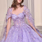 Ladivine 15719 Long Poofy Quinceanera Gown With Tulle Cape