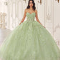 Ladivine 15719 Long Poofy Quinceanera Gown With Tulle Cape