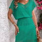 Openwork V-Neck Short Sleeve Cover-Up Dress - Farnelli