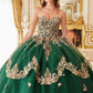 Ladivine 15721 Long Strapless Tulle Cape Sleeve Ball Gown
