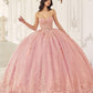 Ladivine 15723 Long Poofy A-Line Quinceanera Gown with Tulle Cape