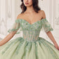 Ladivine 15725 Off Shoulder Half Sleeve Poofy Quinceanera Gown