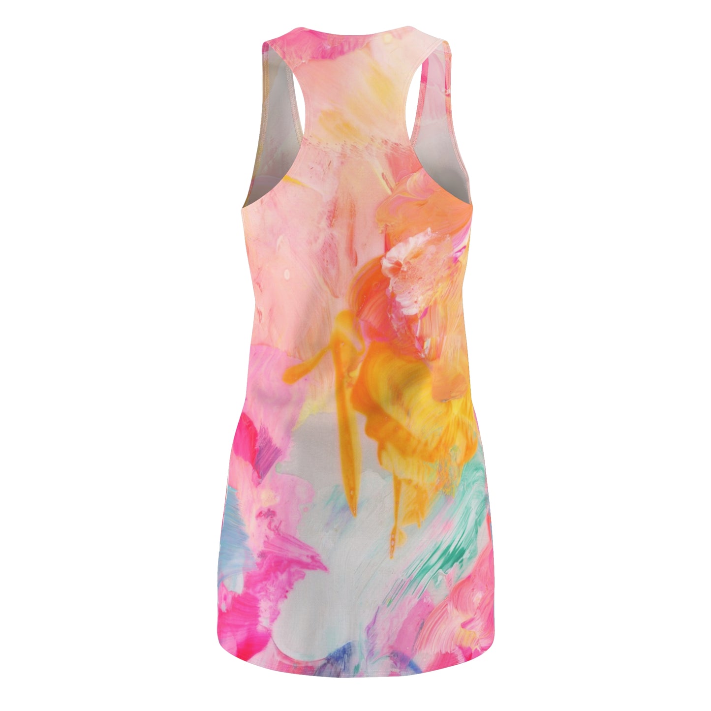Vibrant Floral Racerback Dress, Summer Dress, Casual Dress, Beachwear, Festival Outfit, Art-Inspired Fashion