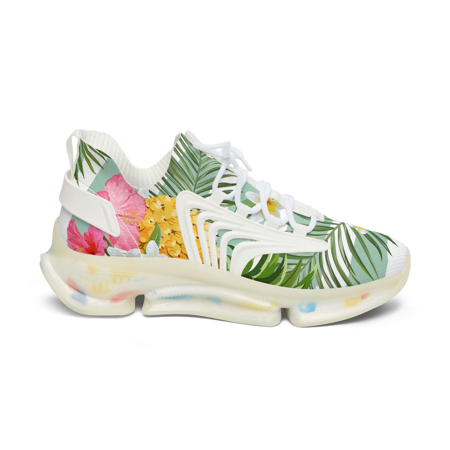 Tropical Women's Mesh Sneakers for Summer Vibes, Floral Athletic Shoes, Stylish Comfortable Sneakers, Beach Footwear, Gift for Her
