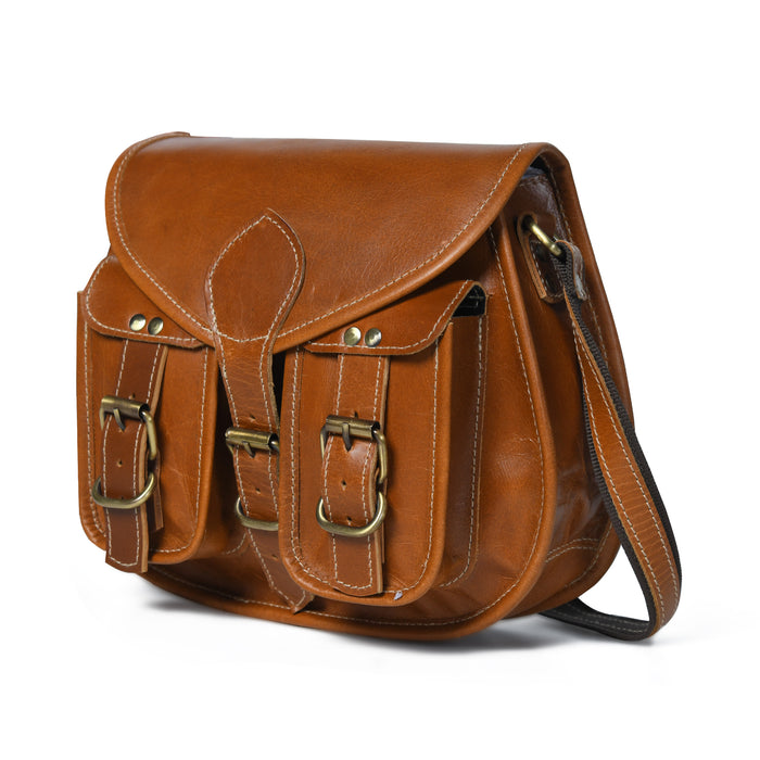 Classy Leather Bags 2-pocket leather sling crossbody bag for women in a compact, everyday design