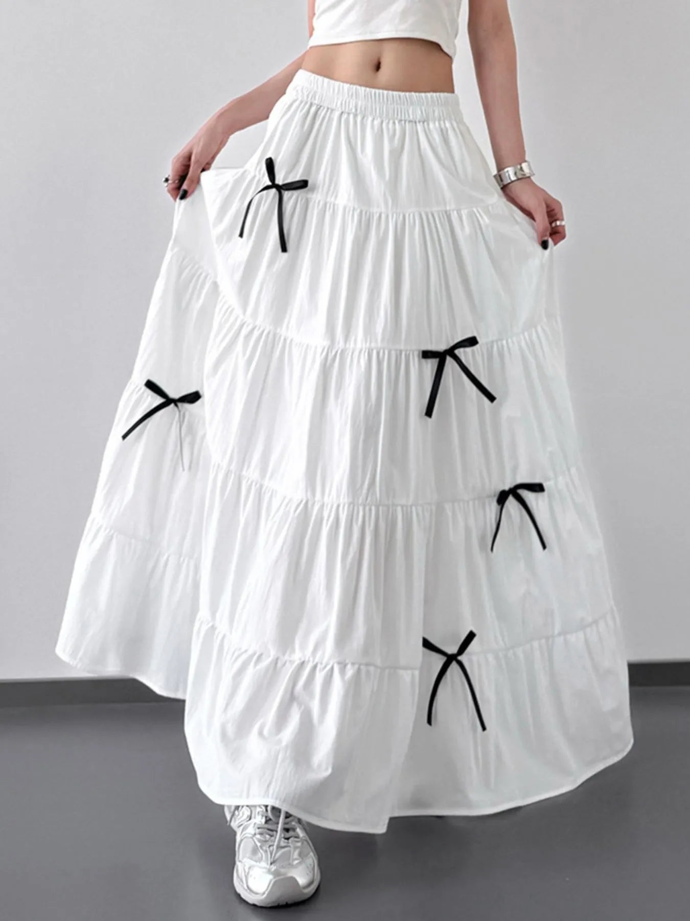 Tiered Bow Maxi Skirt - Farnelli