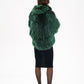 Reversible Genuine Silver Fox  Down Fill Coat in Emerald