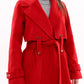 Karina Belted Wool Cashmere Blend Overcoat in Ruby