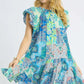 Umgee Printed Ruffle Cap Sleeve Mini Dress - Farnelli
